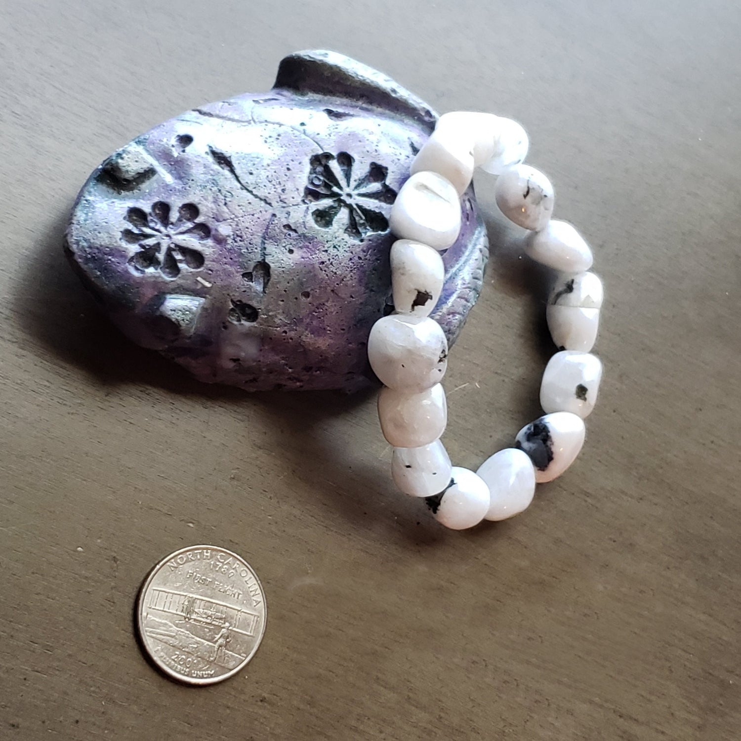 Rainbow Moonstone Stretch Bracelet, Reiki Healing Crystal JB183