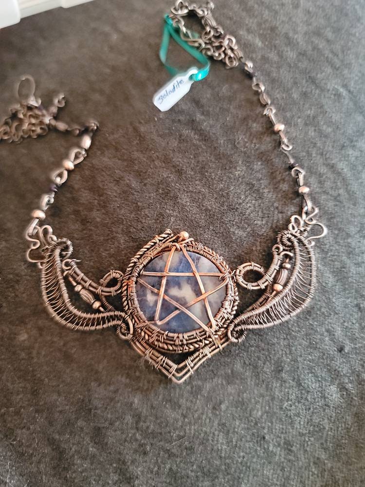 Pentacle necklace, pagan new age wiccan gift, woman girl gift, riual necklace pagan, trendy boho necklace, spiritual gift, sister gift