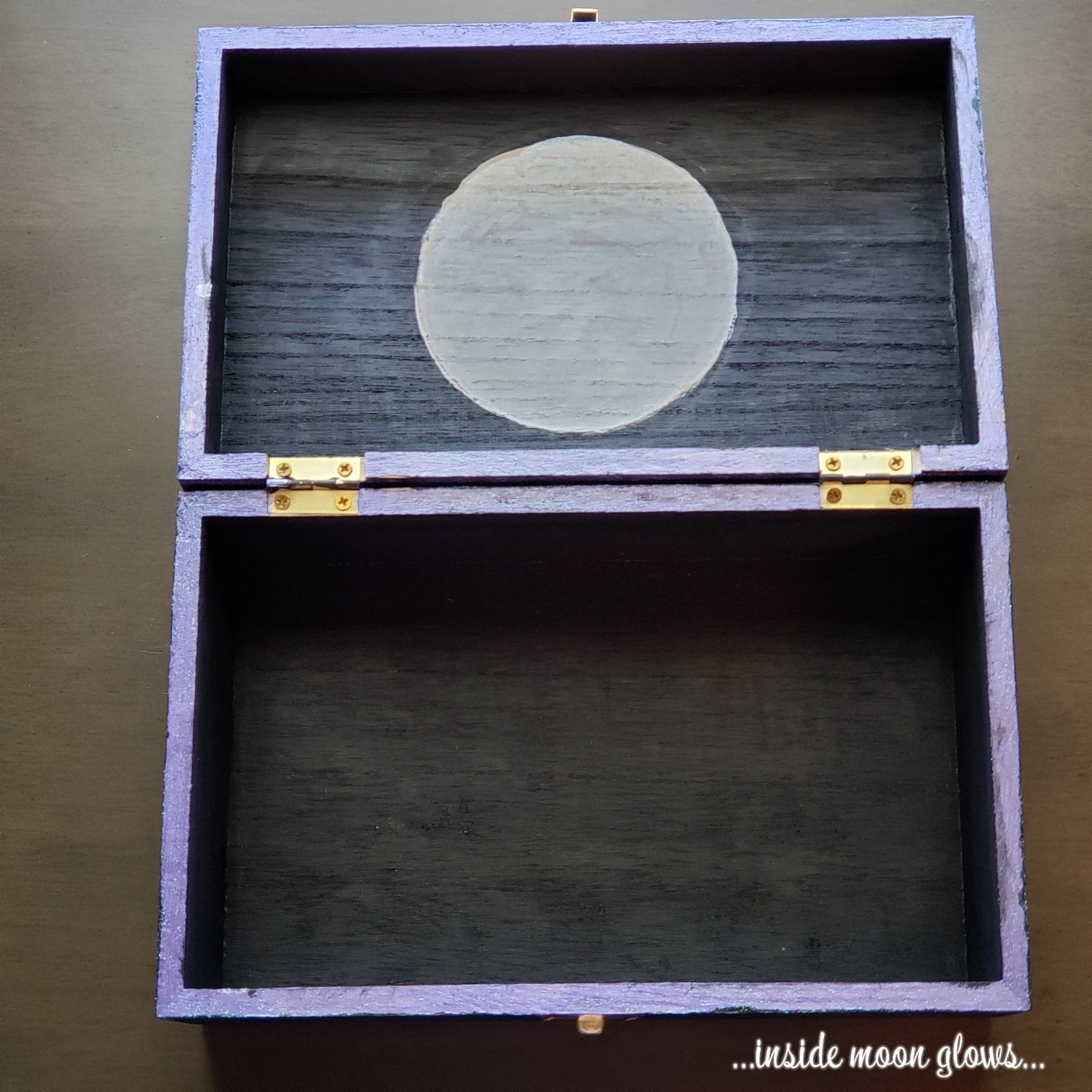 Handpainted Pearl Altar Box, Triple Moon Pentacle Design