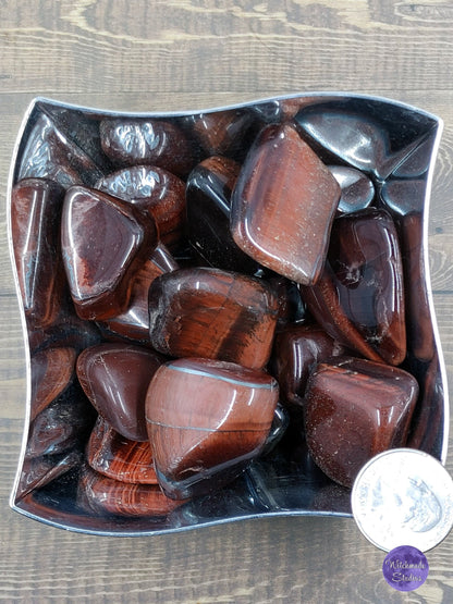 Red Tiger Eye Tumbled Stones, Reiki Chakra Healing Crystals