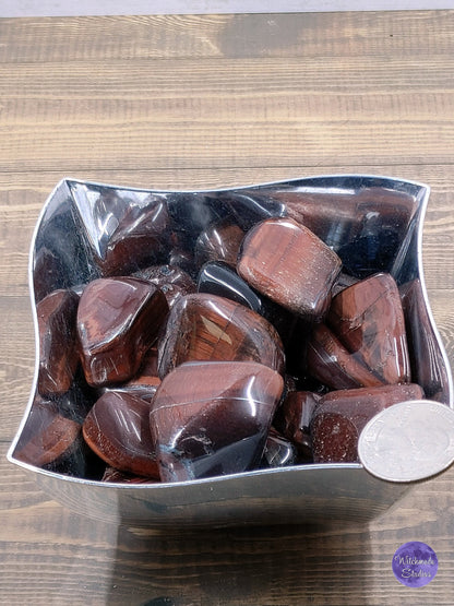 Red Tiger Eye Tumbled Stones, Reiki Chakra Healing Crystals