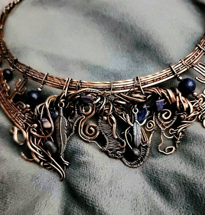Copper mustang horse necklace,  horse pendant, equestrian gifts for trainers, horse gifts for women, feathers, Indian pony, lapis, saphire