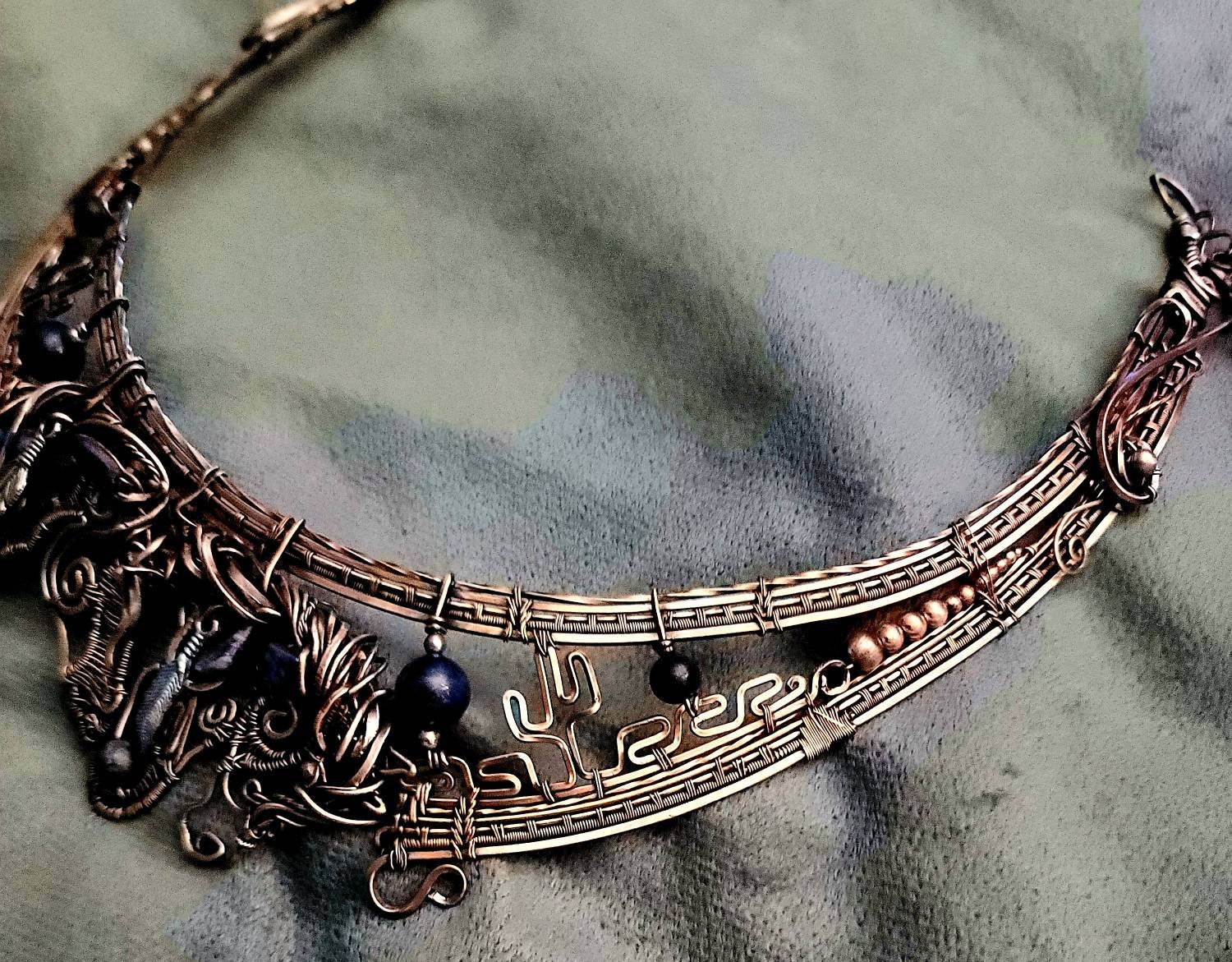 Copper mustang horse necklace,  horse pendant, equestrian gifts for trainers, horse gifts for women, feathers, Indian pony, lapis, saphire