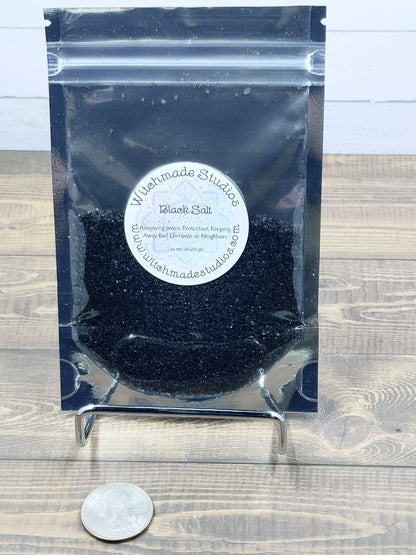 Black Salt, Protection, Good Luck, Hoodoo, Rootwork, Unwanted People, Removing Jinxes, Repel Bad Elements, Repel Bad Neighbors (1 oz)