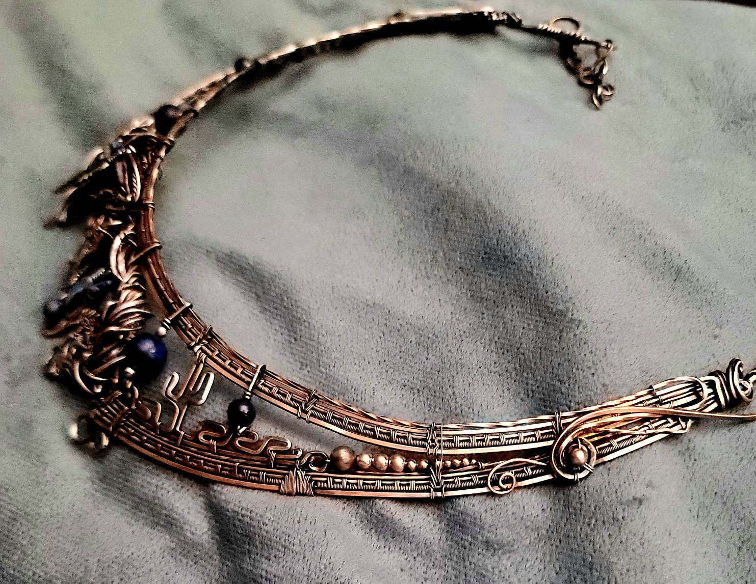 Copper mustang horse necklace,  horse pendant, equestrian gifts for trainers, horse gifts for women, feathers, Indian pony, lapis, saphire