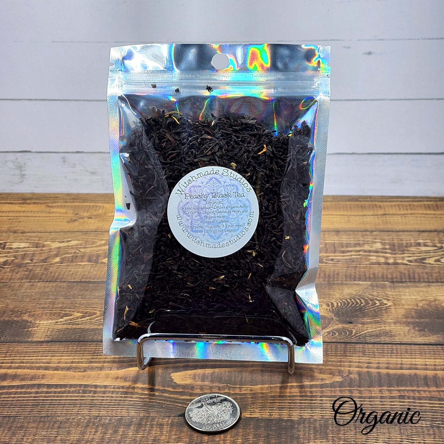 Organic Peach Flavored Black Tea, Artisanal Herbal Tea Blend (1 oz)