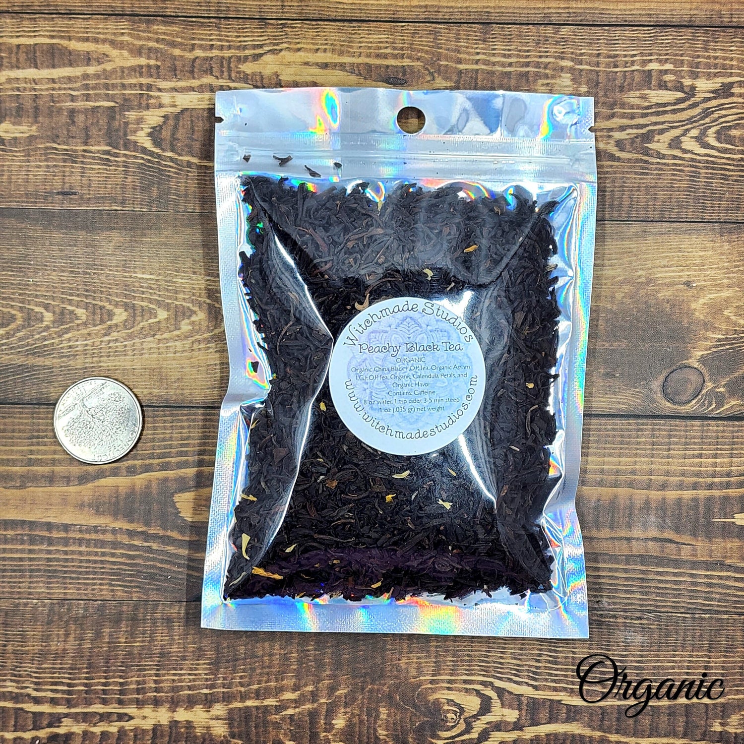Organic Peach Flavored Black Tea, Artisanal Herbal Tea Blend (1 oz)