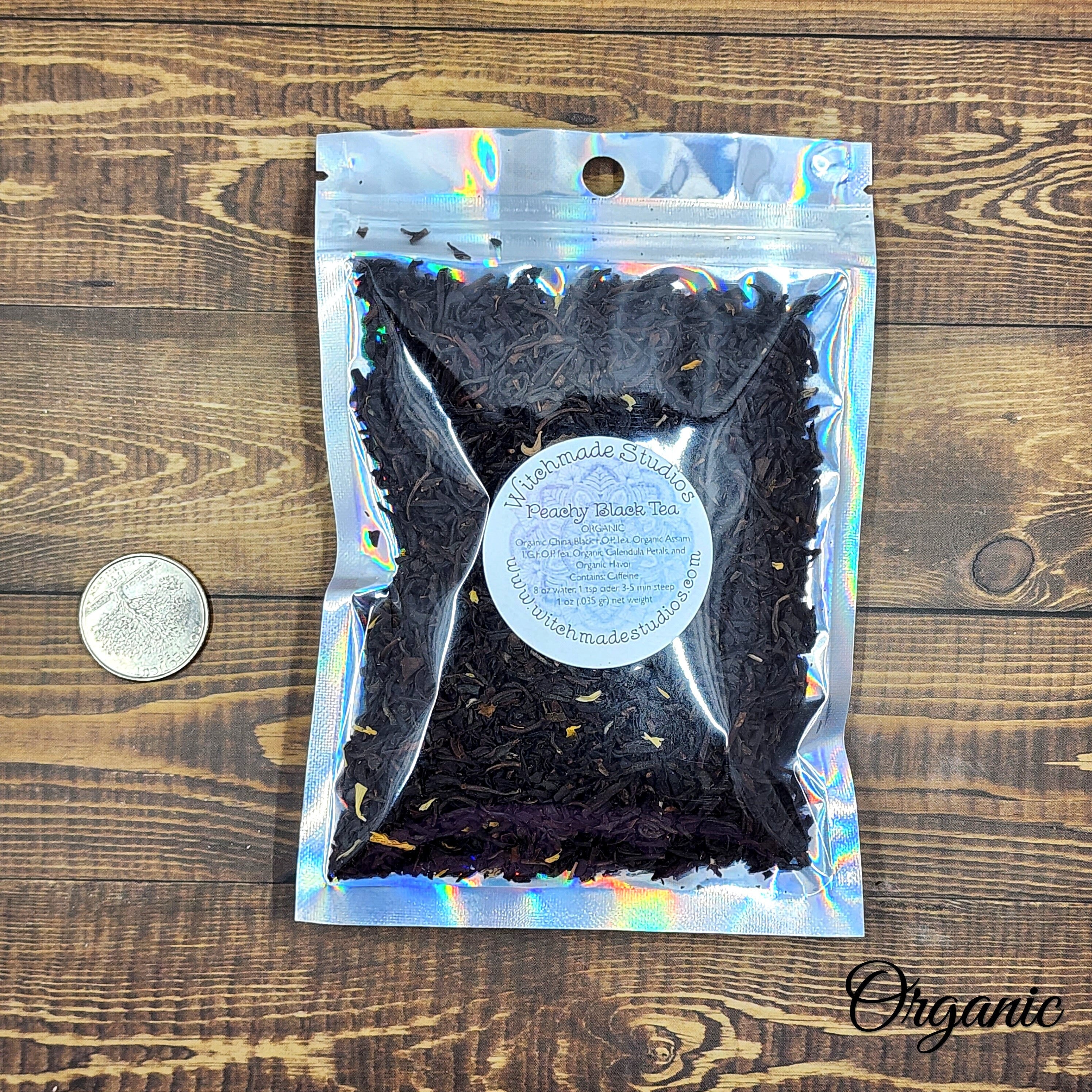Organic Peach Flavored Black Tea, Artisanal Herbal Tea Blend (1 oz)