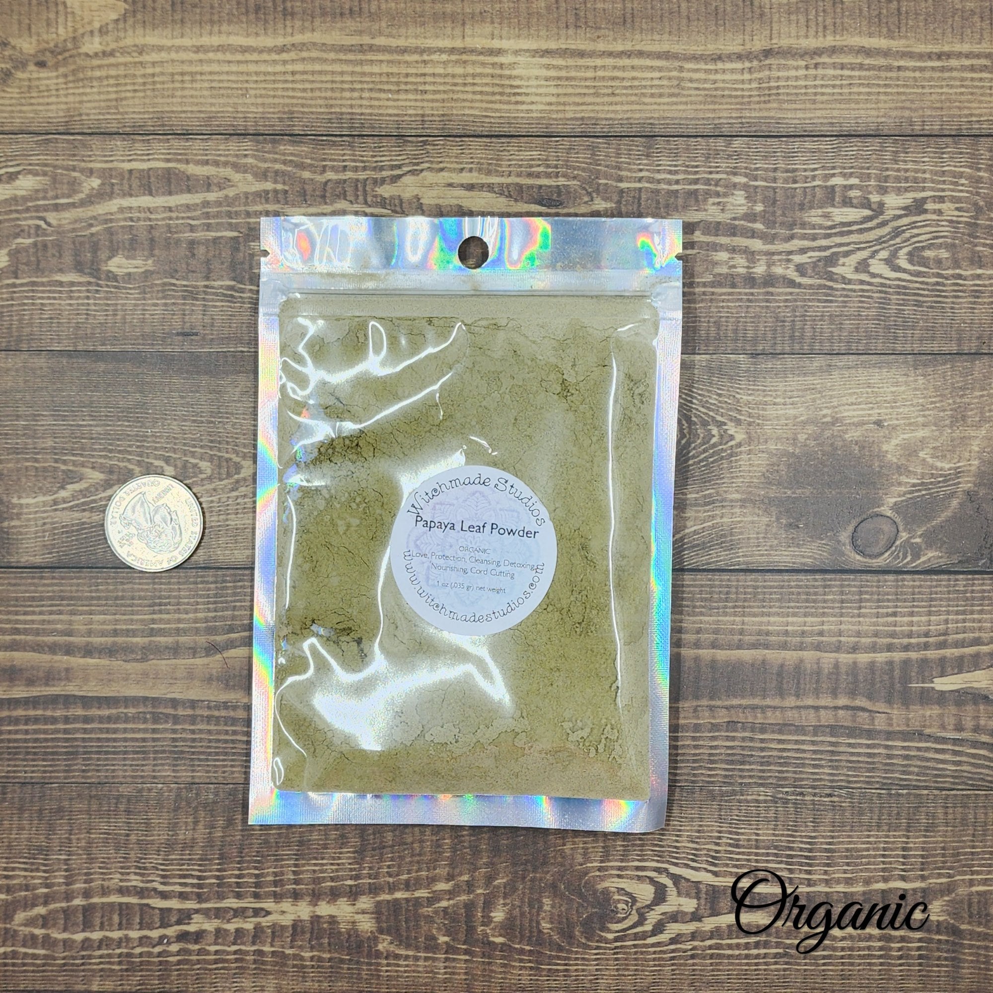 Papaya Leaf Powder Herb, Organic, Love, Protection, Cleansing, Detoxing, Nourishing, Cord Cutting (1 oz)