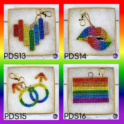 Pride Keychain, Diamond Painting Ornament, LGBTQIA Suncatcher