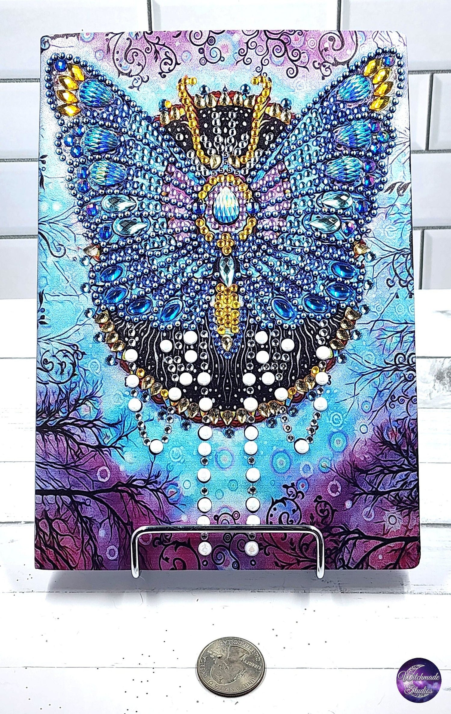 Butterfly Diamond Painting Notebook, Purple Blue Unlined Journal J02