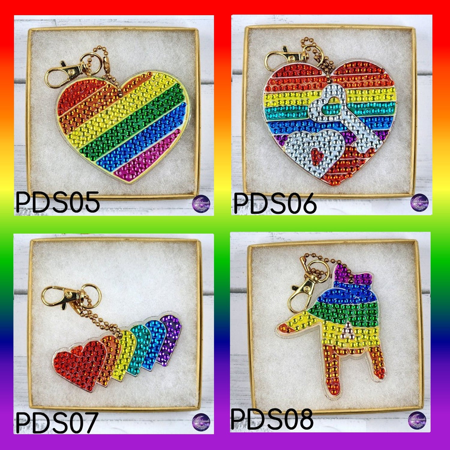 Pride Keychain, Diamond Painting Ornament, LGBTQIA Suncatcher