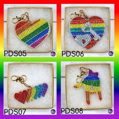 Pride Keychain, Diamond Painting Ornament, LGBTQIA Suncatcher