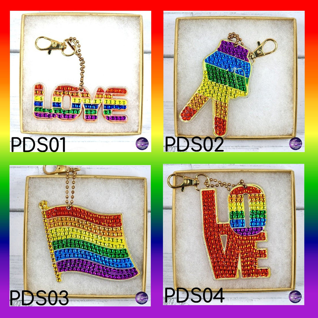 Pride Keychain, Diamond Painting Ornament, LGBTQIA Suncatcher