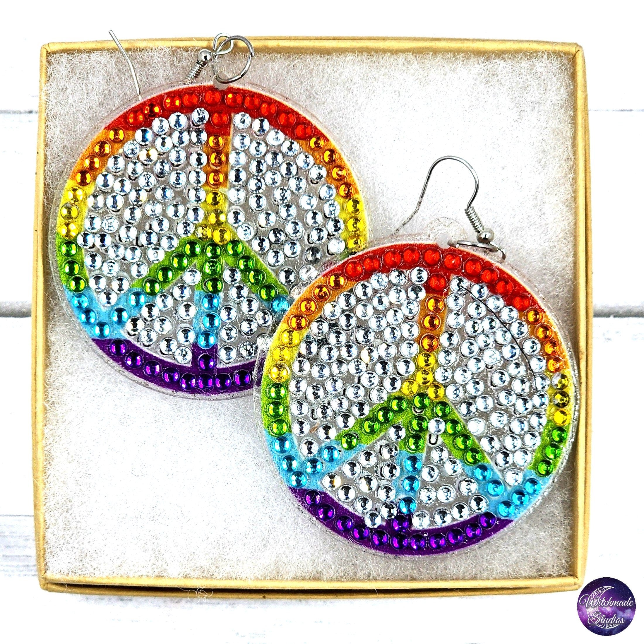 Pride Diamond Painting Earrings, LGBTQIA Jewelry