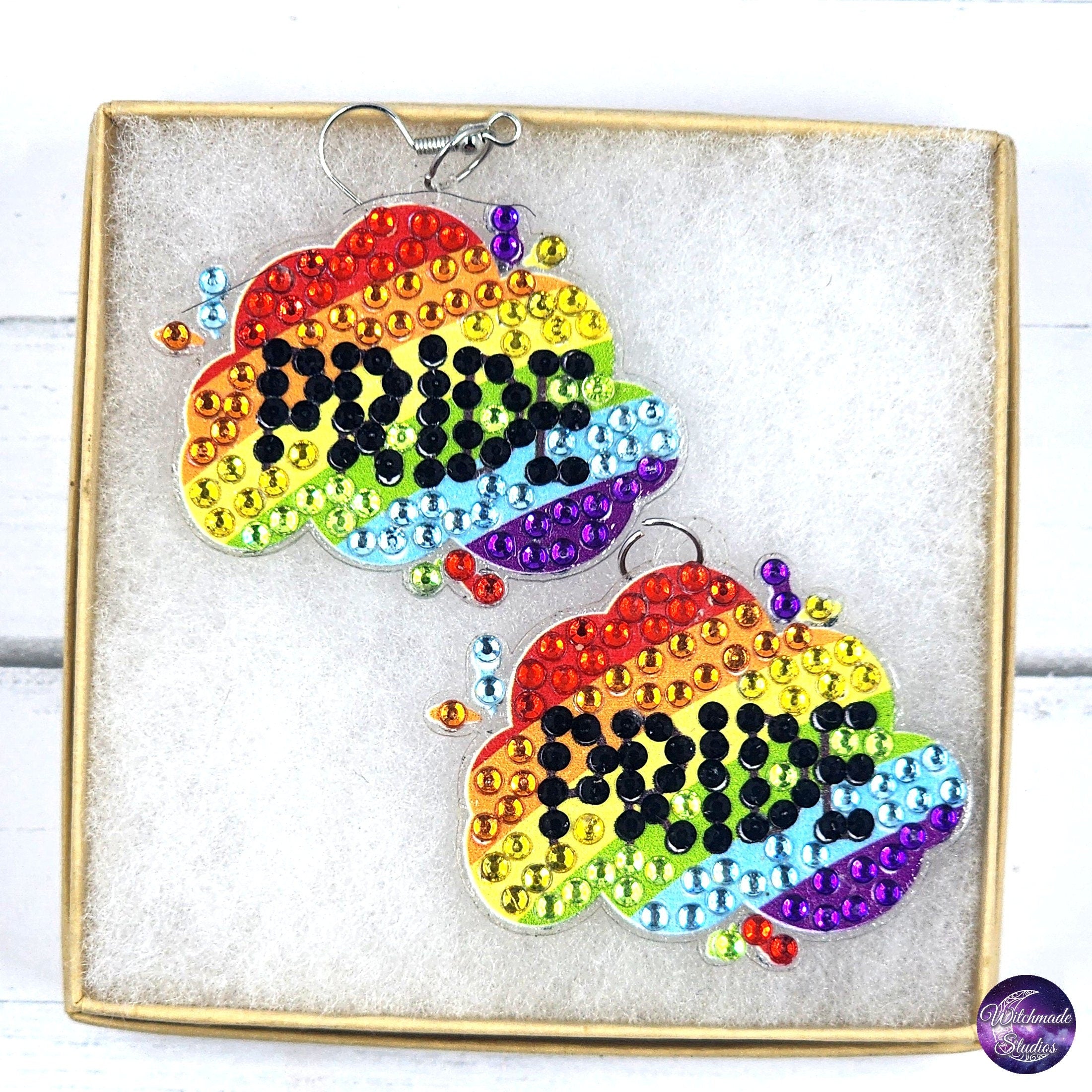 Pride Diamond Painting Earrings, LGBTQIA Acrylic Jewelry
