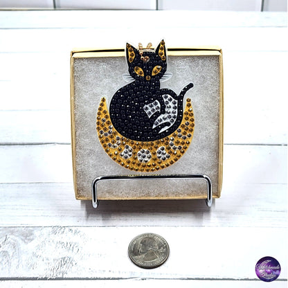 Diamond Painting Cat Keychain, Moon Ornament, Suncatcher, Zipper Pull