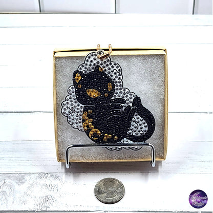 Diamond Painting Cat Keychain, Moon Ornament, Suncatcher, Zipper Pull