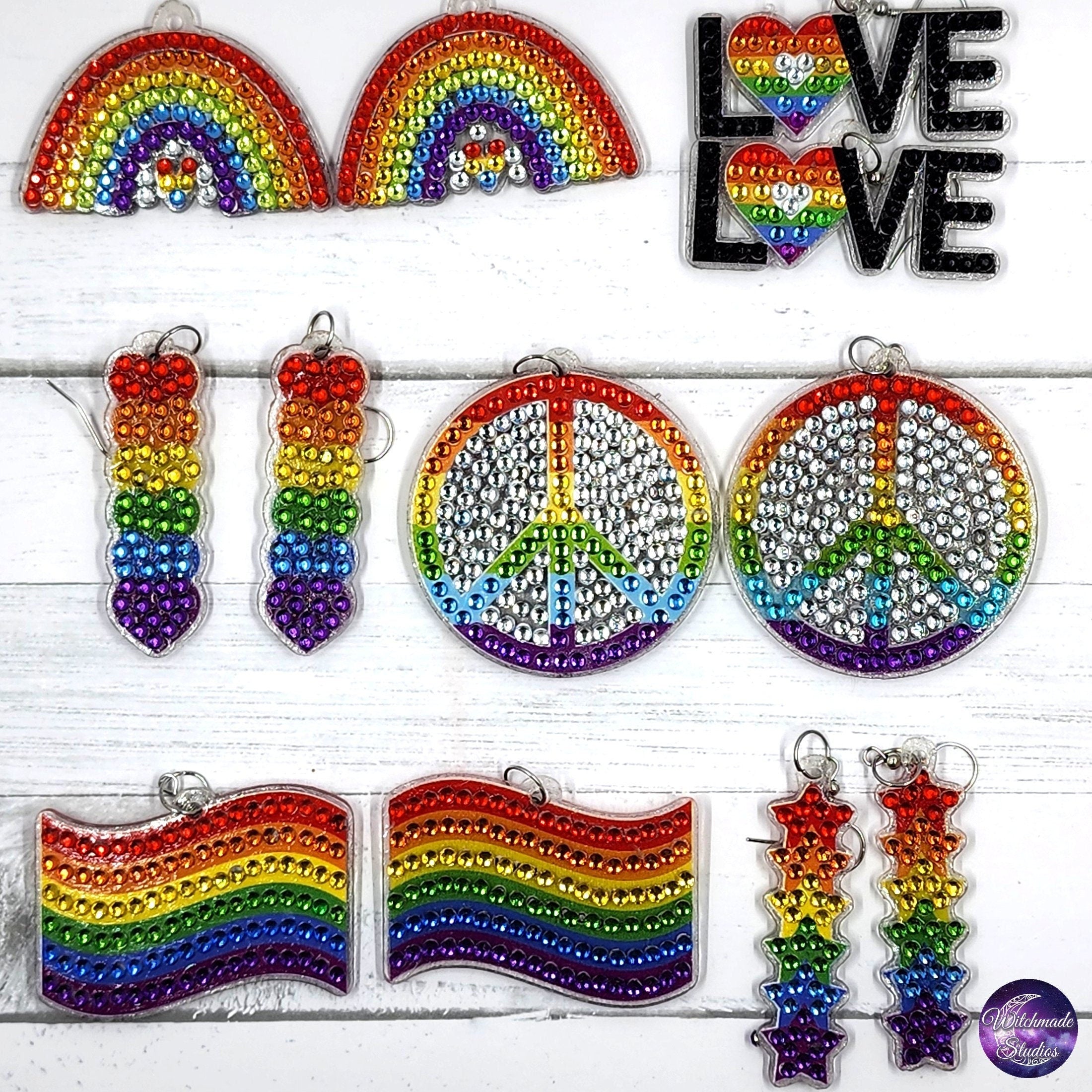 Pride Diamond Painting Earrings, LGBTQIA Jewelry