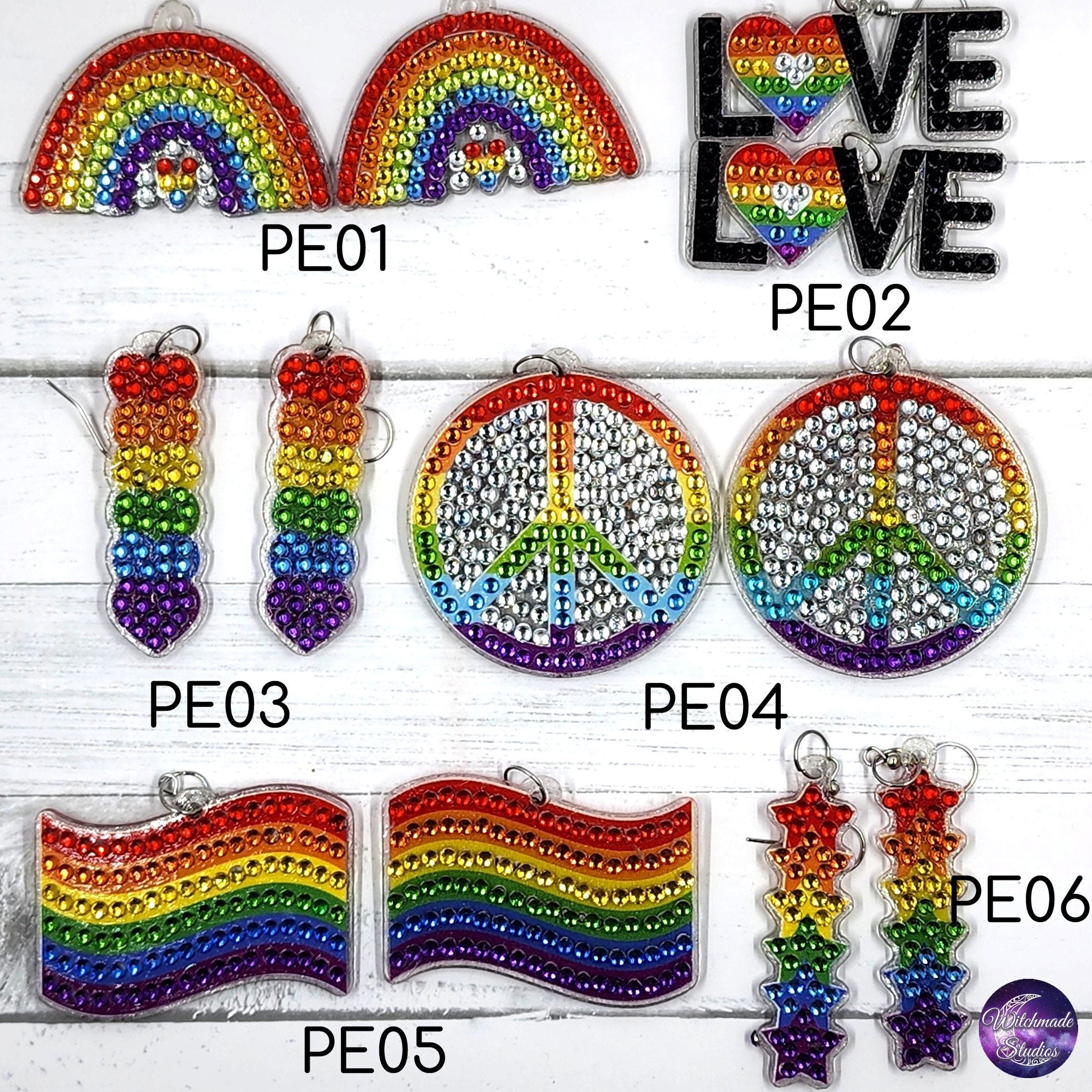 Pride Diamond Painting Earrings, LGBTQIA Jewelry
