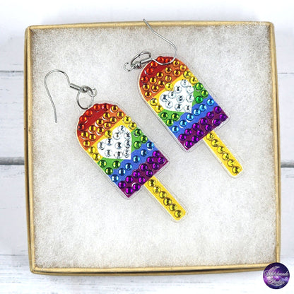 Pride Diamond Painting Earrings, LGBTQIA Acrylic Jewelry