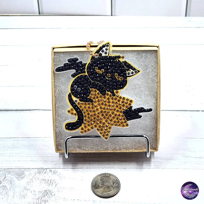 Diamond Painting Cat Keychain, Moon Ornament, Suncatcher, Zipper Pull