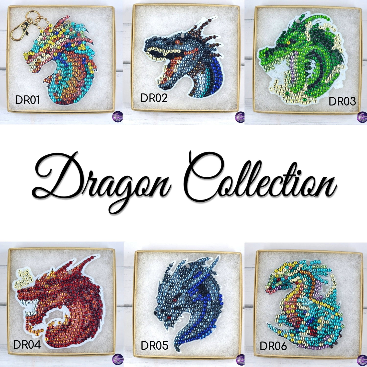 Diamond Painting Dragon Keychain, Ornament Suncatcher, Zipper Pull