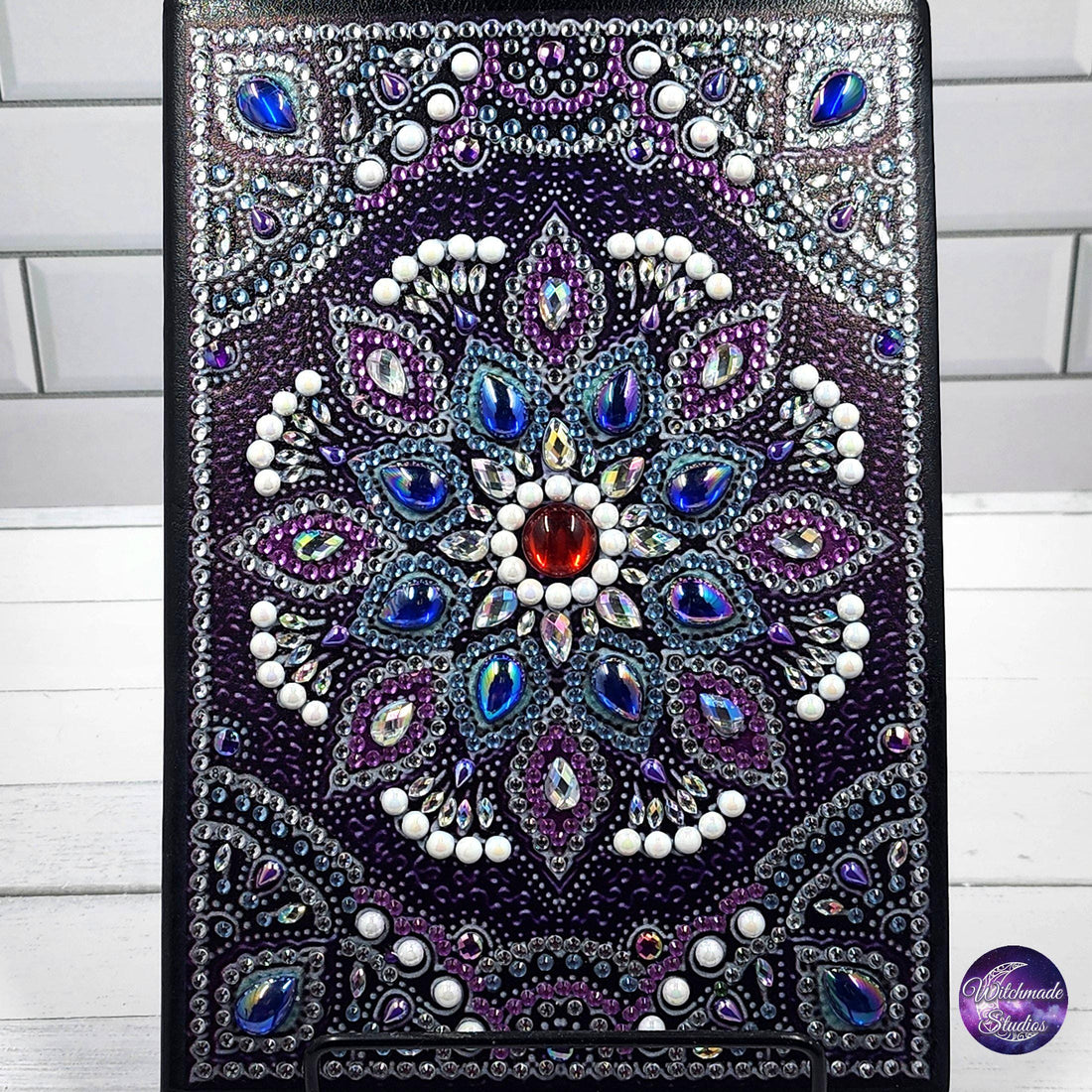 Blue and Purple Mandala Journal, Rhinestone Diary, Grimoire, Unlined J12