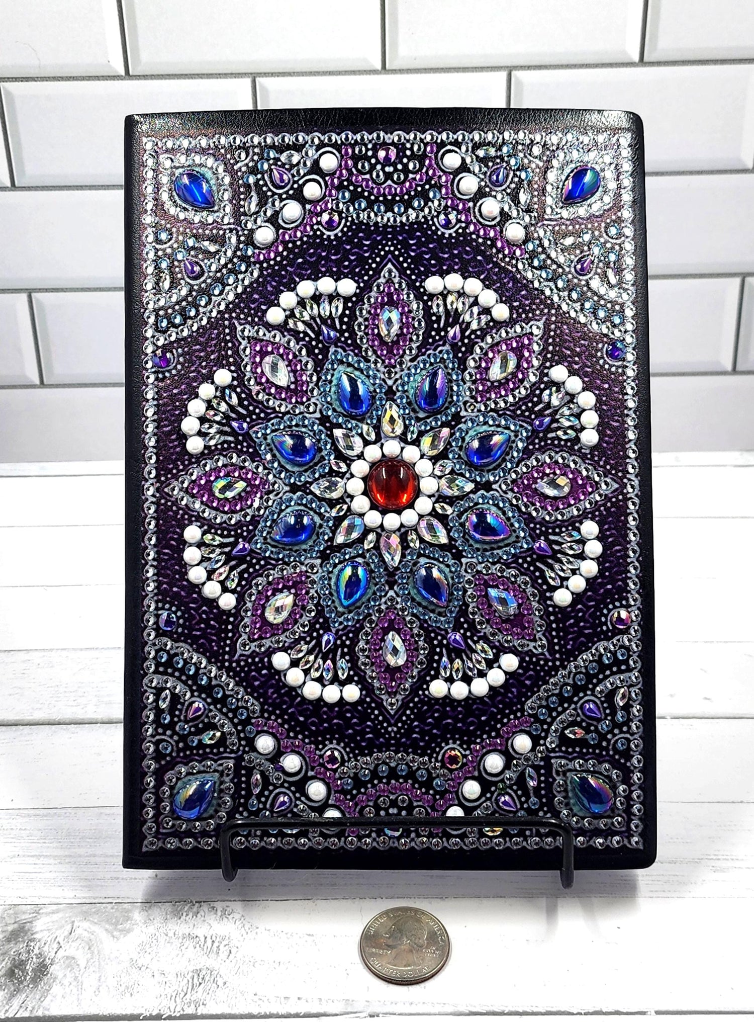 Blue and Purple Mandala Journal, Rhinestone Diary, Grimoire, Unlined J12