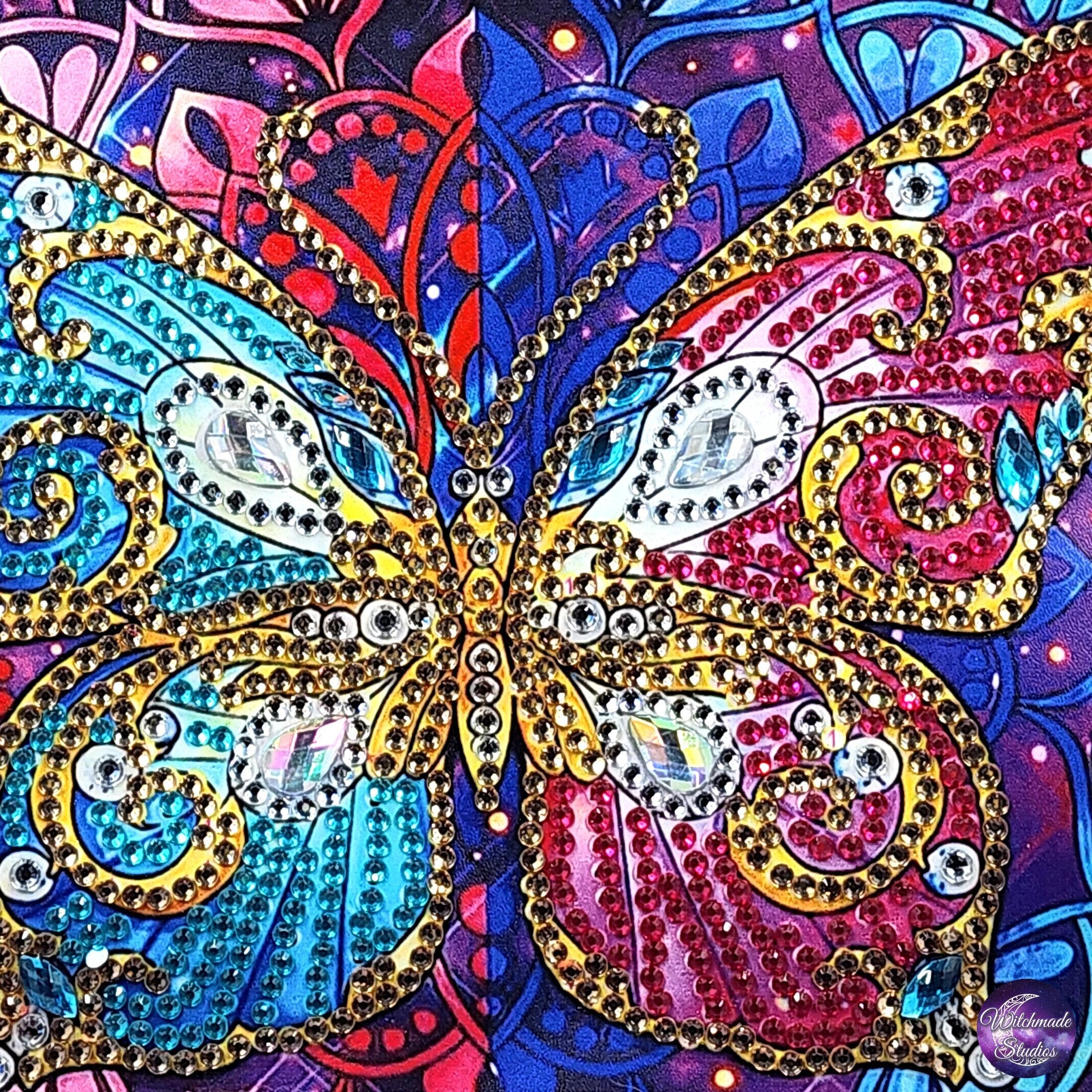 Diamond Painting Butterfly Clutch, Mandala Wristlet Makeup Bag