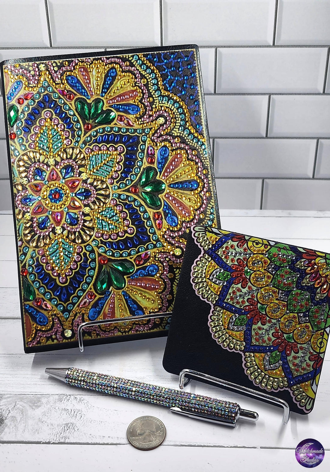 Golden Flower Notebook Set, Blinged Journal, Pen, Bookmark JS03