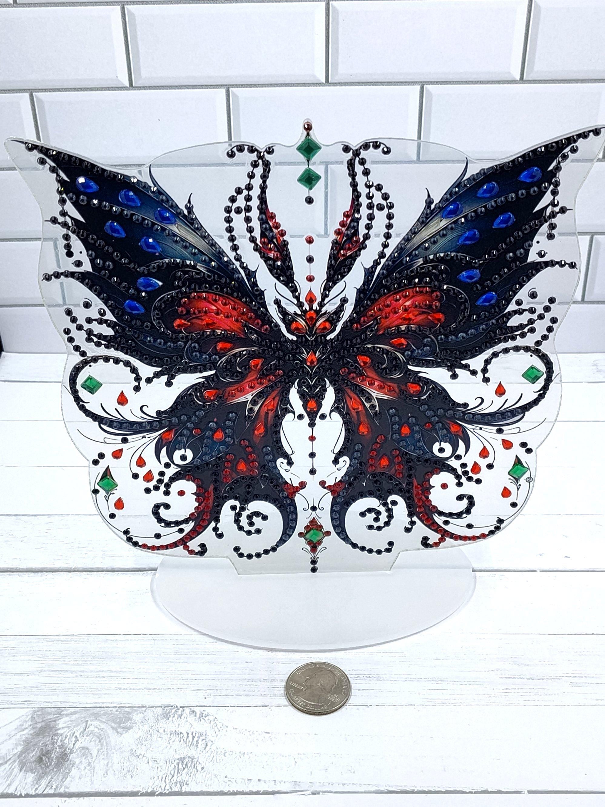 Gothic Black Butterfly Table Decor, Bling Ornament