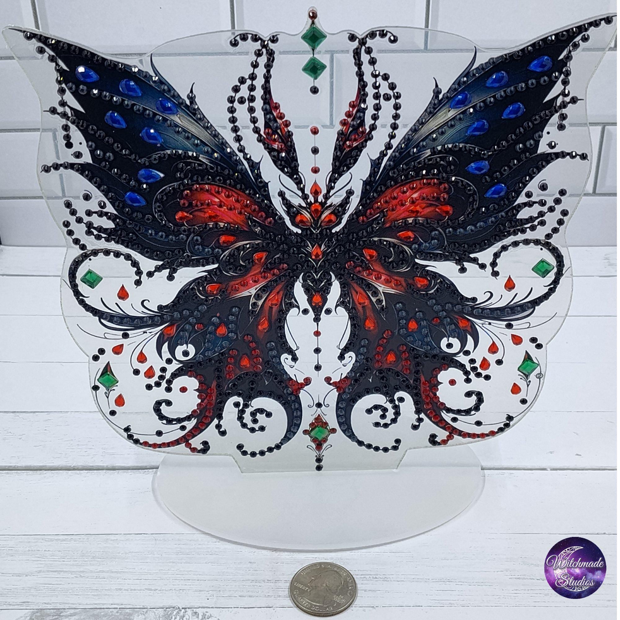 Gothic Black Butterfly Table Decor, Bling Ornament