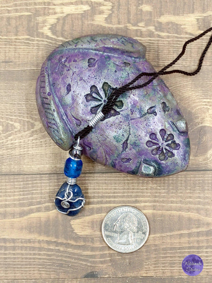 Blue Apatite Wire Wrap Crystal Necklace, Copper Metaphysical Jewelry JN55