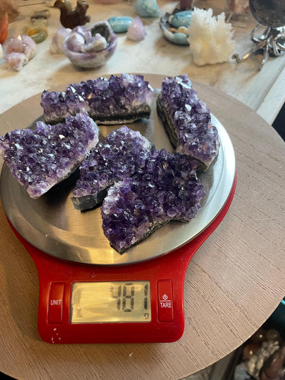 Shimmering Dark Gemmy Amethyst Cluster Set! 5 pieces!!
