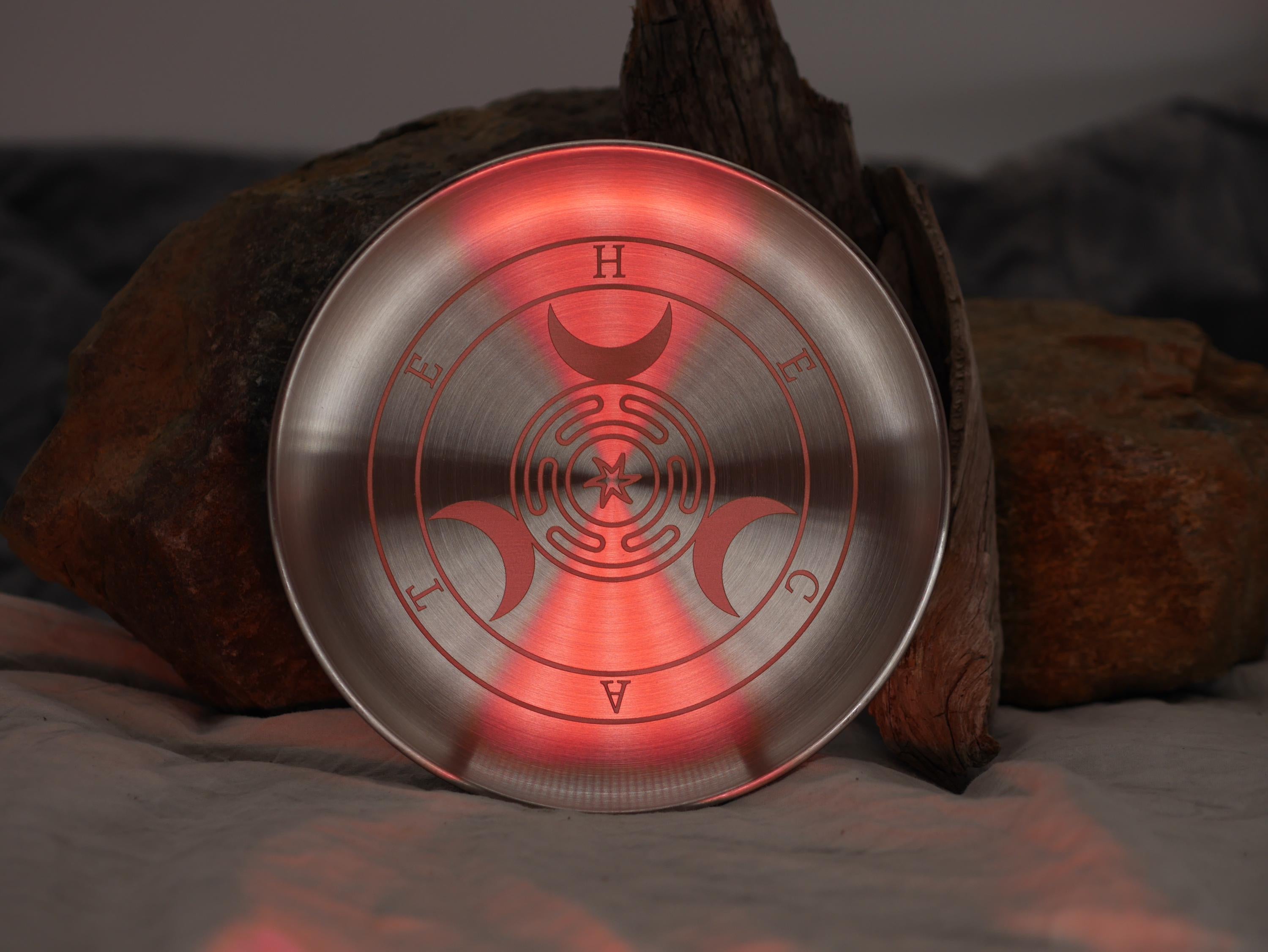 Hecate Altar Tray / Offering Plate - Engraved Stainless Steel