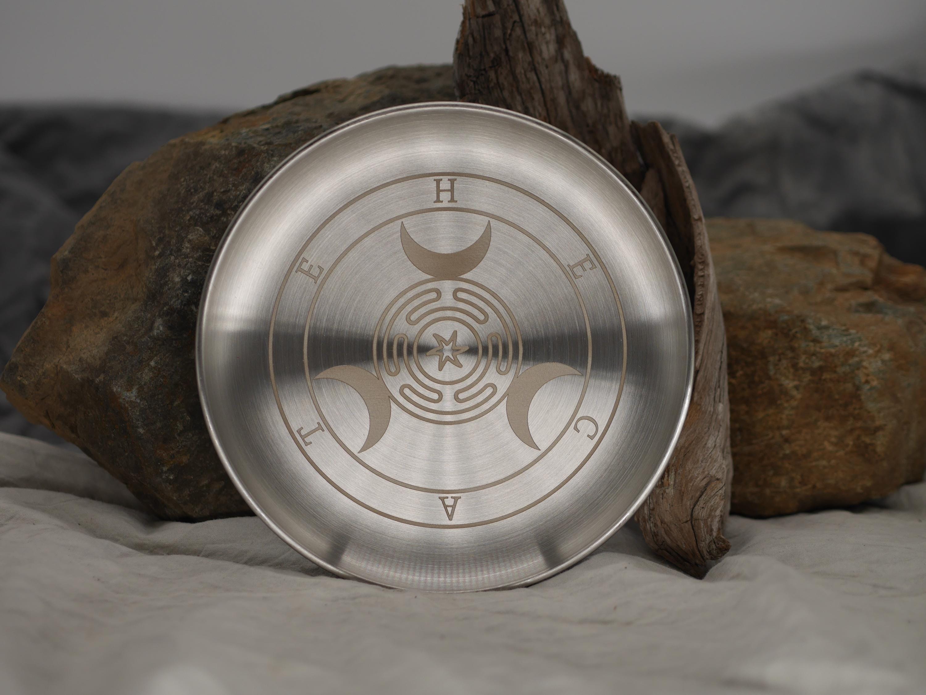 Hecate Altar Tray / Offering Plate - Engraved Stainless Steel
