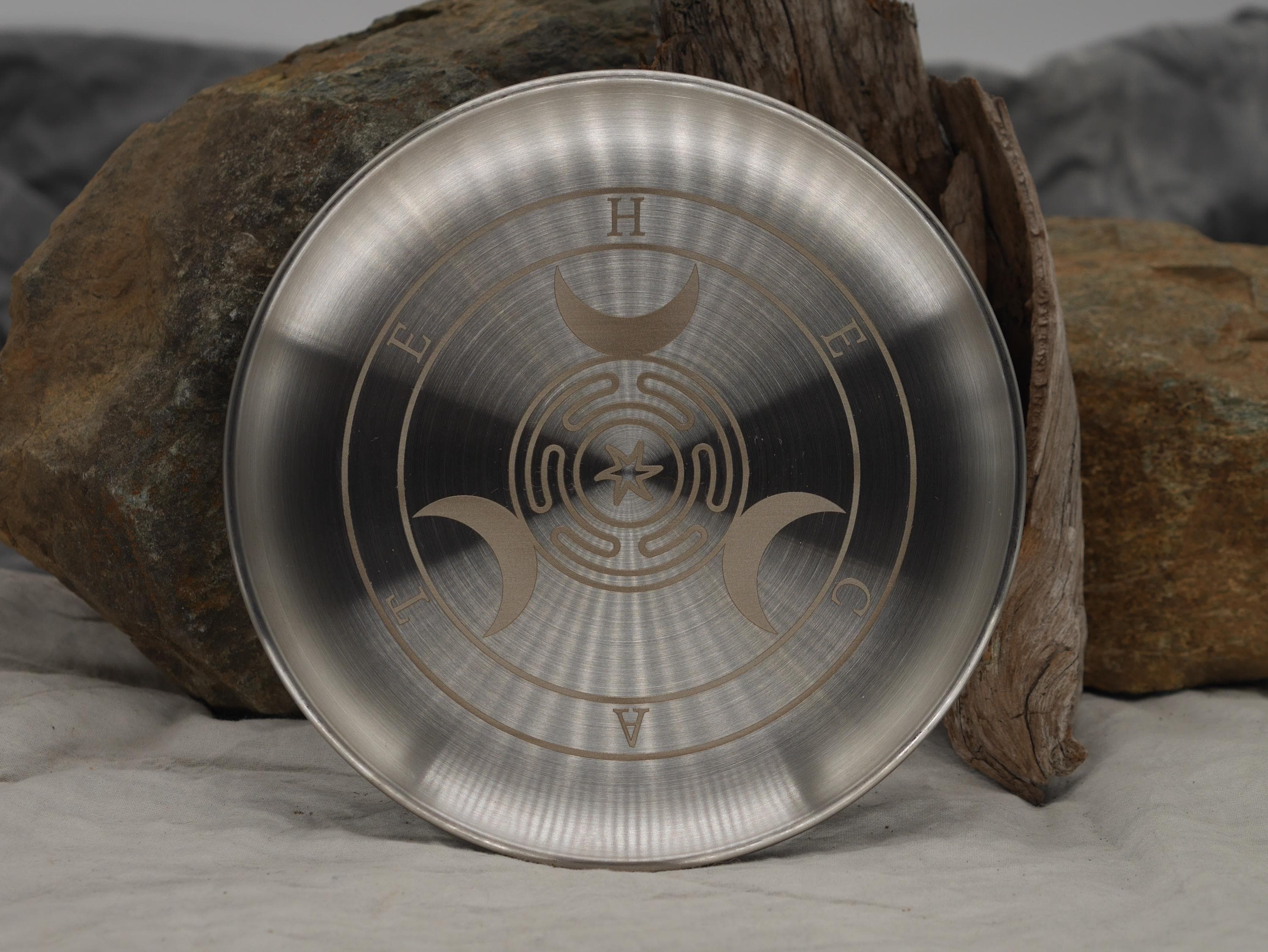 Hecate Altar Tray / Offering Plate - Engraved Stainless Steel