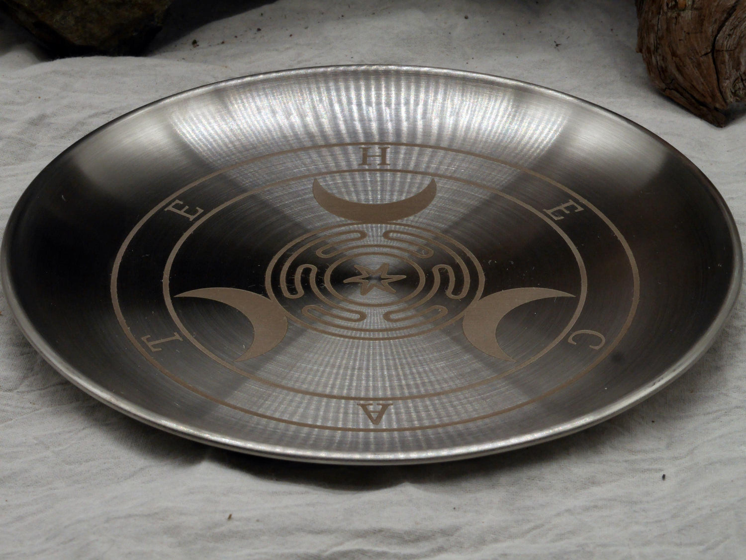 Hecate Altar Tray / Offering Plate - Engraved Stainless Steel
