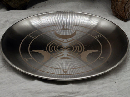 Hecate Altar Tray / Offering Plate - Engraved Stainless Steel