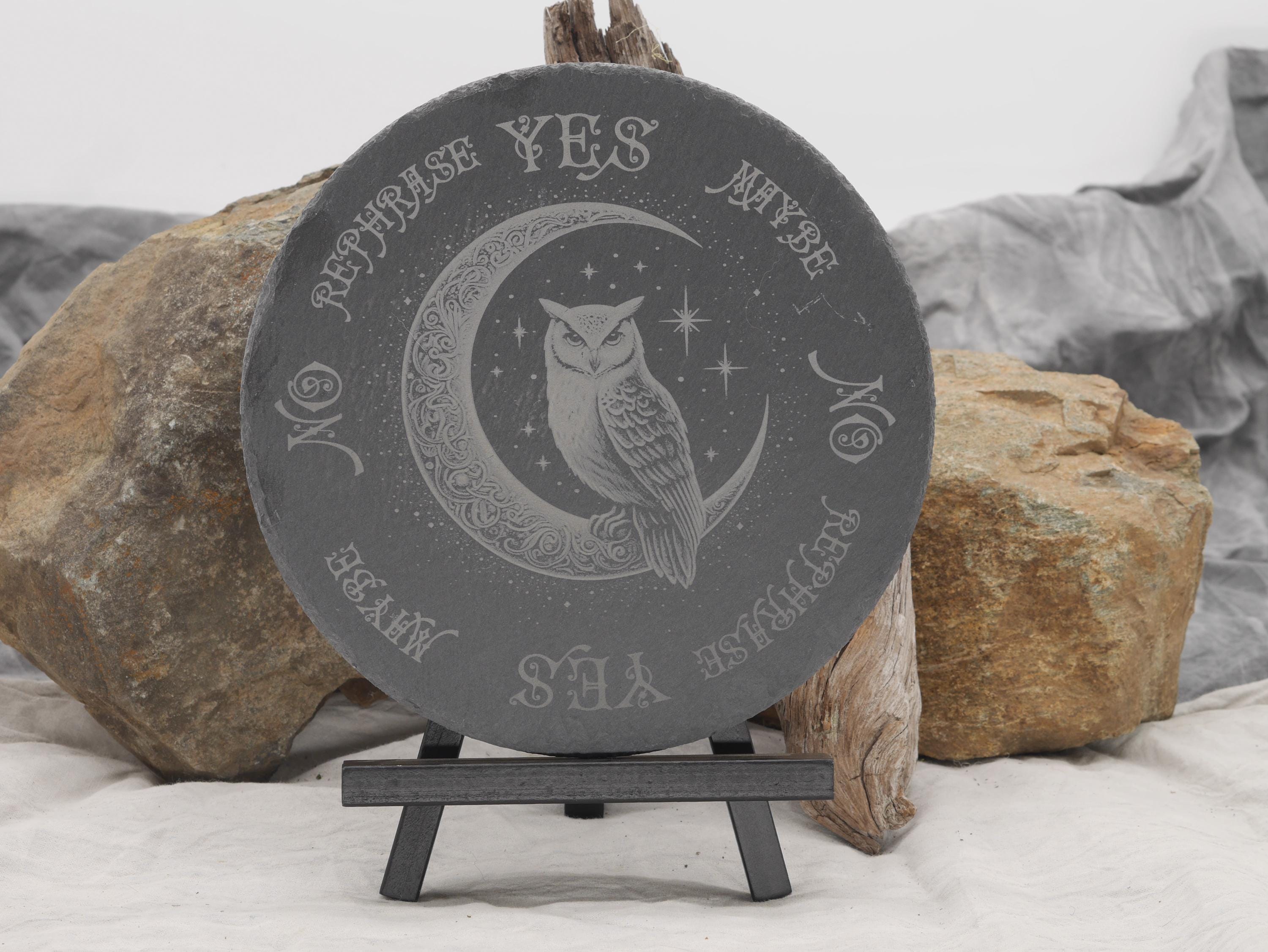Owl Pendulum Board on Natural Slate Tray - Divination - Altar Piece