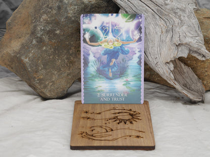 Sun and Moon Tarot Card Holder: Walnut Altar Piece
