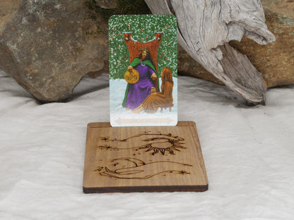 Sun and Moon Tarot Card Holder: Walnut Altar Piece