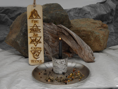 Strophalos of Hecate Greek Key Altar Tray / Offering Plate - Shadow Work - Engraved Stainless Steel