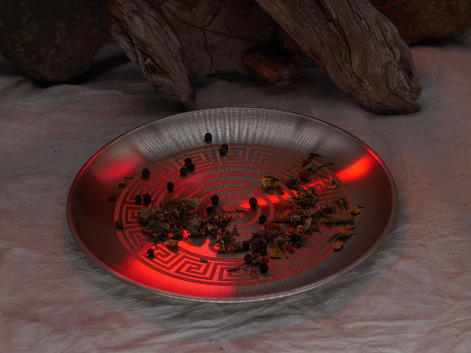 Strophalos of Hecate Greek Key Altar Tray / Offering Plate - Shadow Work - Engraved Stainless Steel