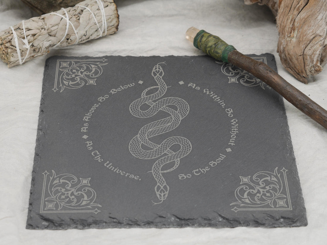 Slate Altar Tray: Kundalini Snake, &amp;quot;As Above So Below&amp;quot; Decor