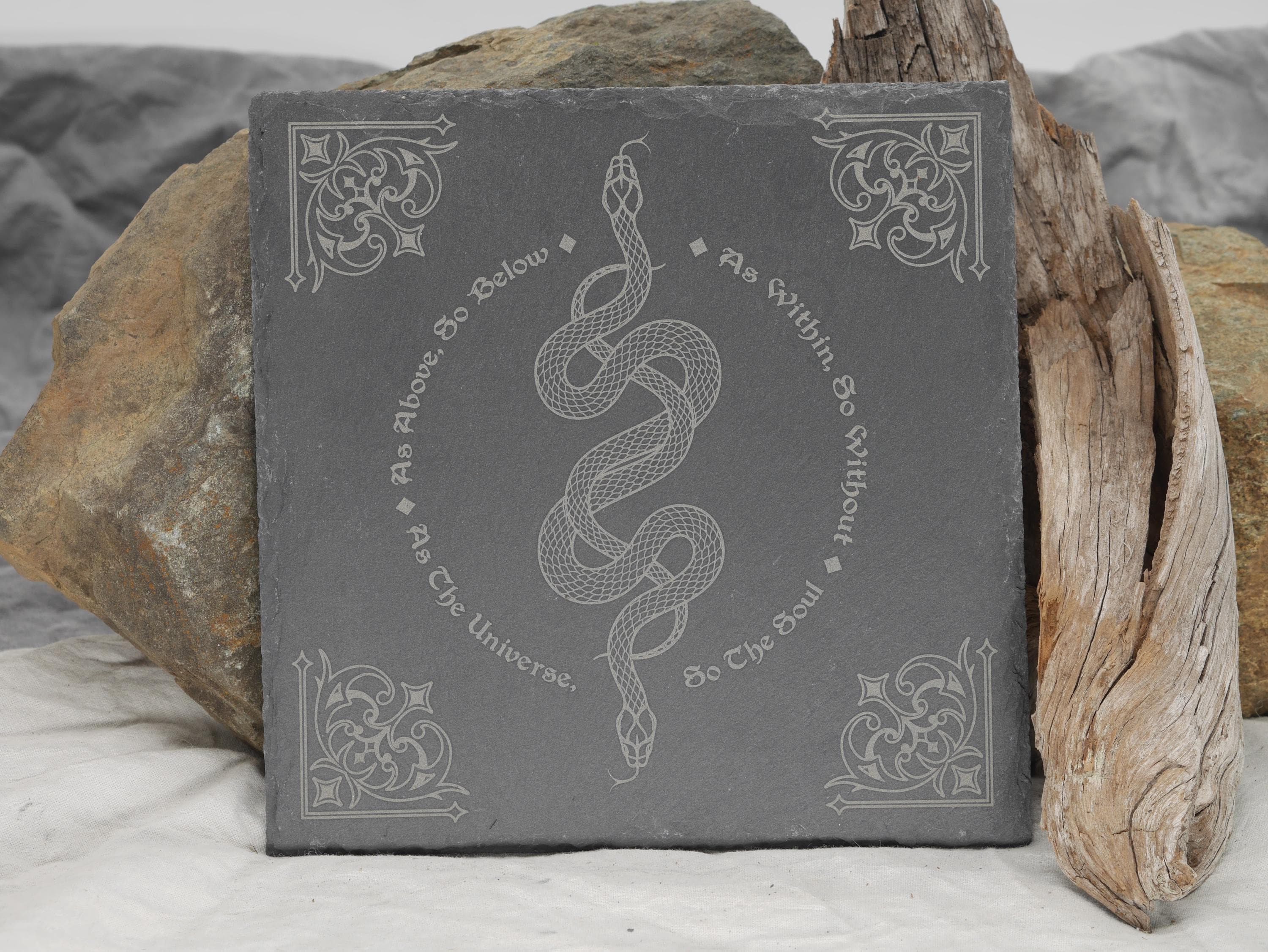 Slate Altar Tray: Kundalini Snake, &amp;quot;As Above So Below&amp;quot; Decor