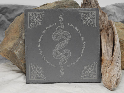 Slate Altar Tray: Kundalini Snake, &amp;quot;As Above So Below&amp;quot; Decor