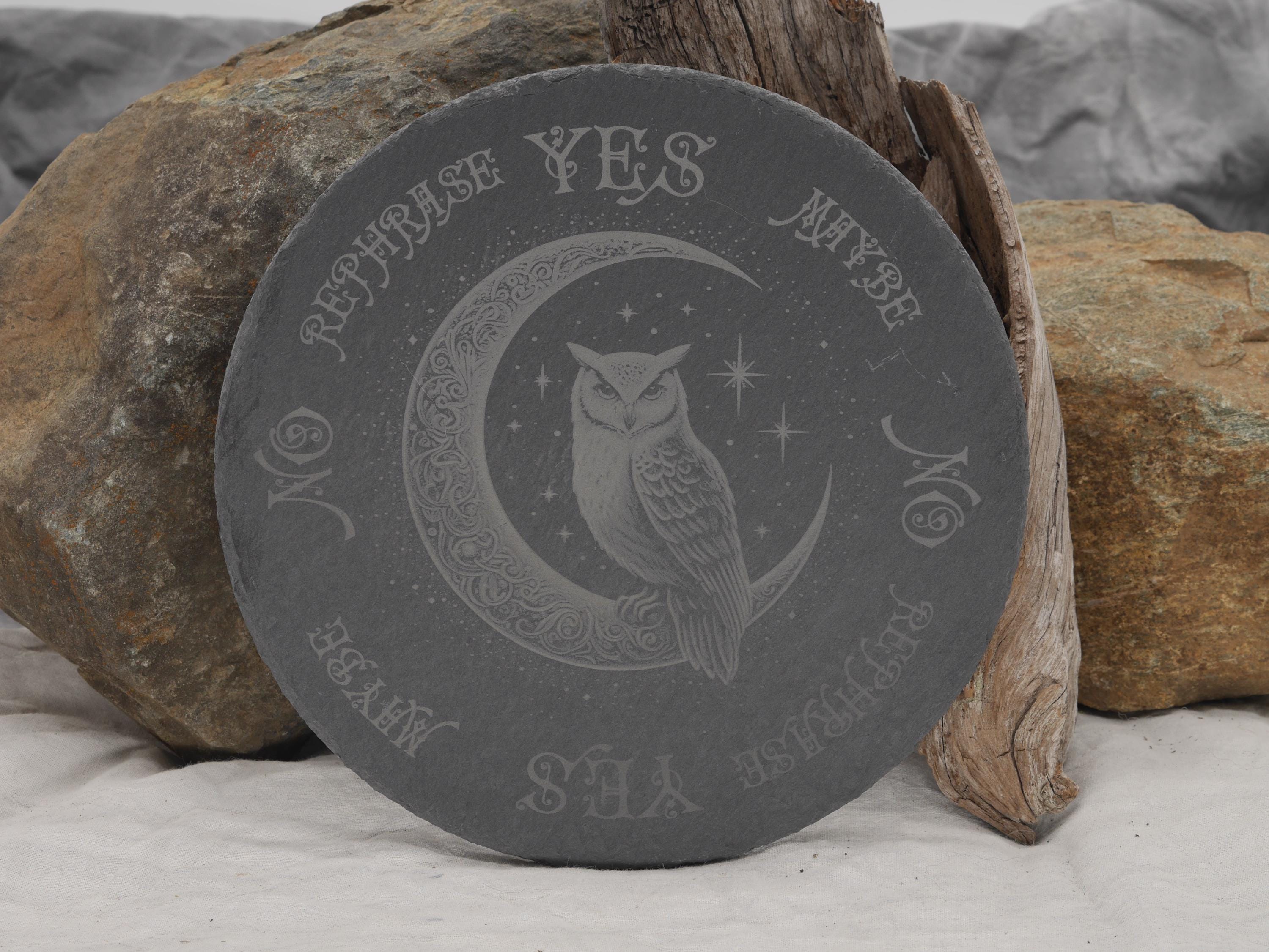 Owl Pendulum Board on Natural Slate Tray - Divination - Altar Piece