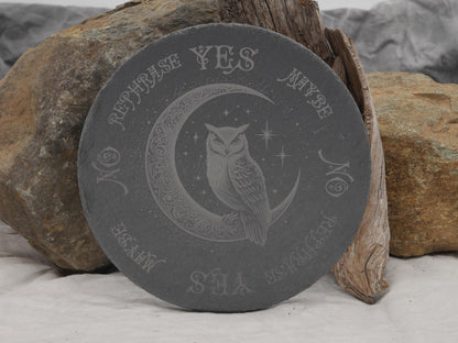 Owl Pendulum Board on Natural Slate Tray - Divination - Altar Piece